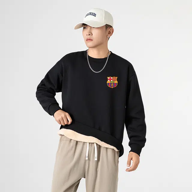 巴塞罗那足球俱乐部 圆领保暖户外运动卫衣 男女同款