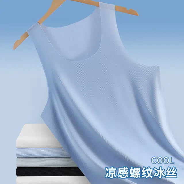健将 舒适凉感纯色简约螺纹无袖透气排汗可外穿跑步健身运动打底衫居家休闲百搭背心 男款 礼袋装