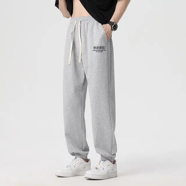 快鱼 薄款时尚系绳束脚百搭休闲裤 男女同款