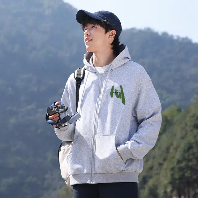 快鱼 美式嘻哈街头户外休闲创意字母印花开衫连帽夹克外套 男女同款