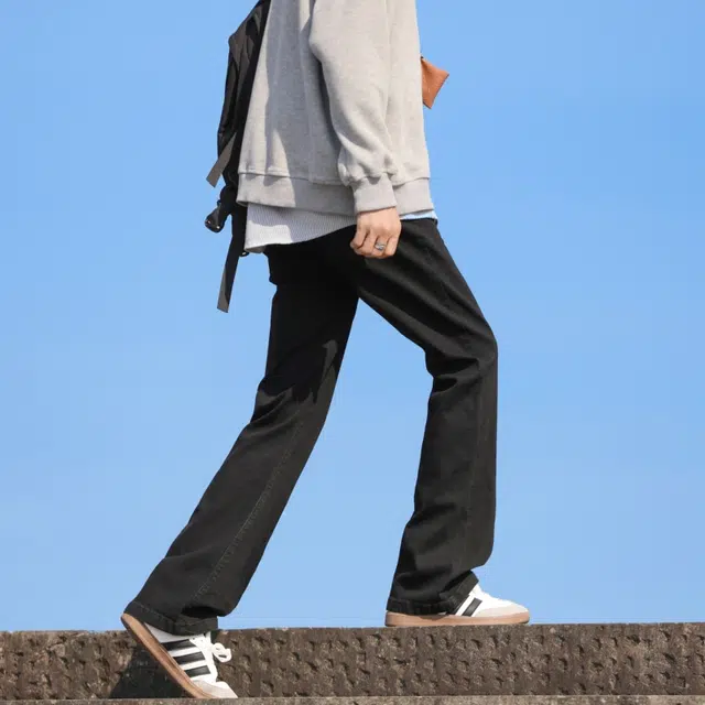 快鱼 韩系少年感街头复古高街水洗重工做旧时尚简约百搭亲肤基础款日常通勤户外出行纯色牛仔裤 男女同款