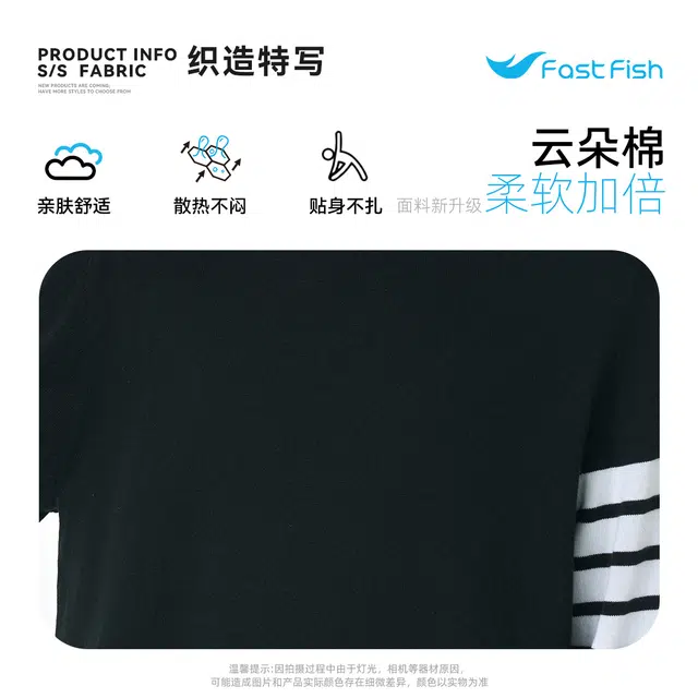 快鱼 百搭休闲舒适宽松透气纯棉针织圆领打底时尚高级感四条杠潮流简约贴身微弹保暖毛衣 男女同款