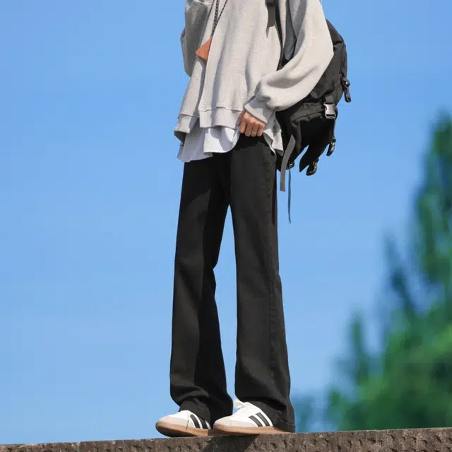 快鱼 韩系少年感街头复古高街水洗重工做旧时尚简约百搭亲肤基础款日常通勤户外出行纯色牛仔裤 男女同款