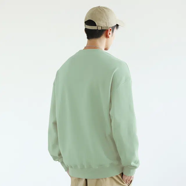 快鱼 日系简约纯色经典款圆领套头潮流宽松长袖卫衣 男女同款