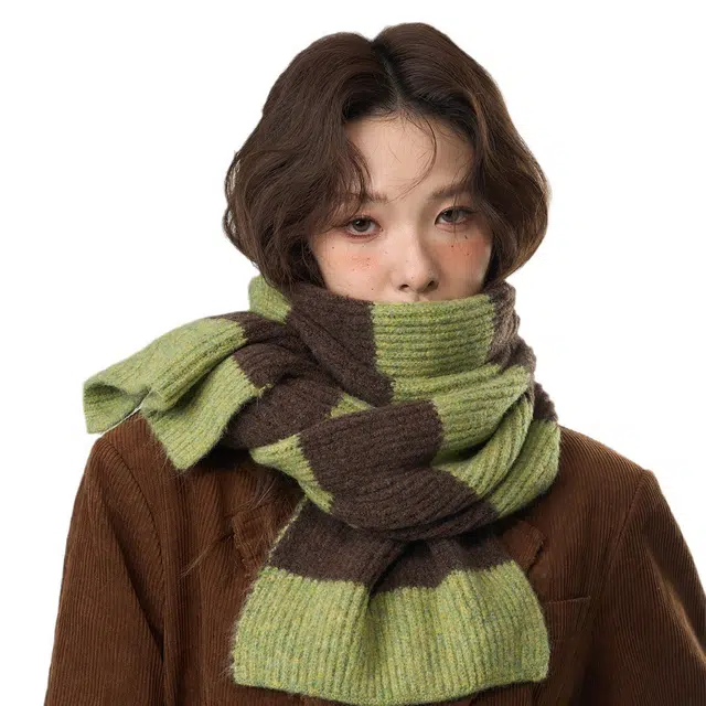 木林森 复古潮学院风加厚保暖防寒休闲简约 绒线围巾 男女同款情侣款