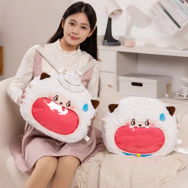 巢品 卡通懒羊羊大嘴痛包 喜羊羊手提斜跨包托特包双肩背包 治愈 玩偶周边