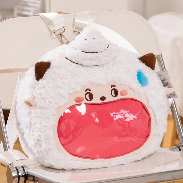 巢品 卡通懒羊羊大嘴痛包 喜羊羊手提斜跨包托特包双肩背包 治愈 玩偶周边