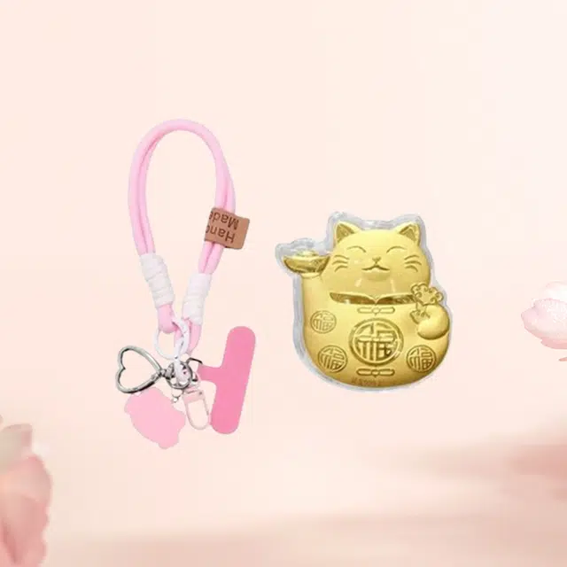樱你心动 招财猫 招财纳福吉祥如意可爱小猫摆件 复古猫咪钥匙扣 手机 包包挂饰收藏纪念#好运 金 挂件 男女同款情侣款