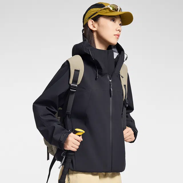 鸭鸭  冰壳系列 纯色户外三合一四季外套时尚百搭连帽夹克  防水防风透气耐磨保暖防雨冲锋衣 男女同款