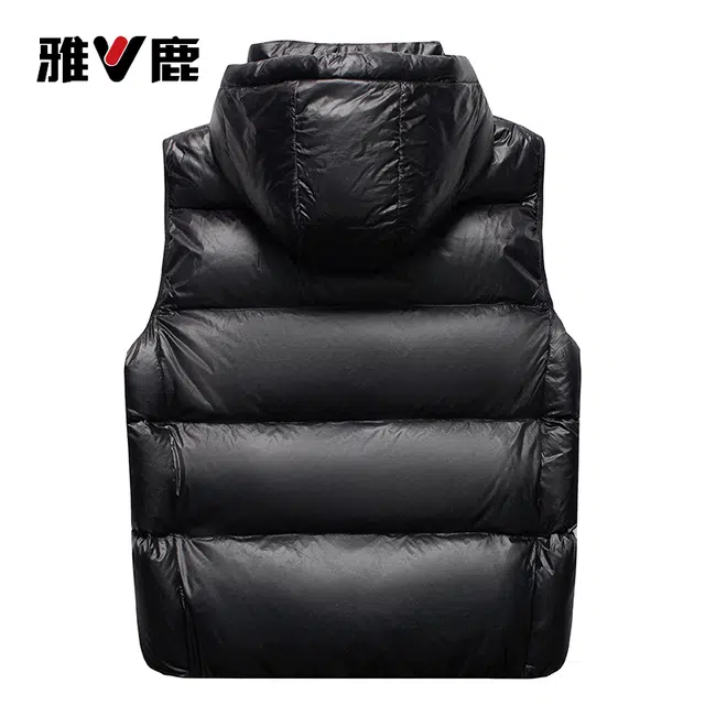 雅鹿  加厚黑金鹅绒纯色可脱卸帽  羽绒马甲  男女同款