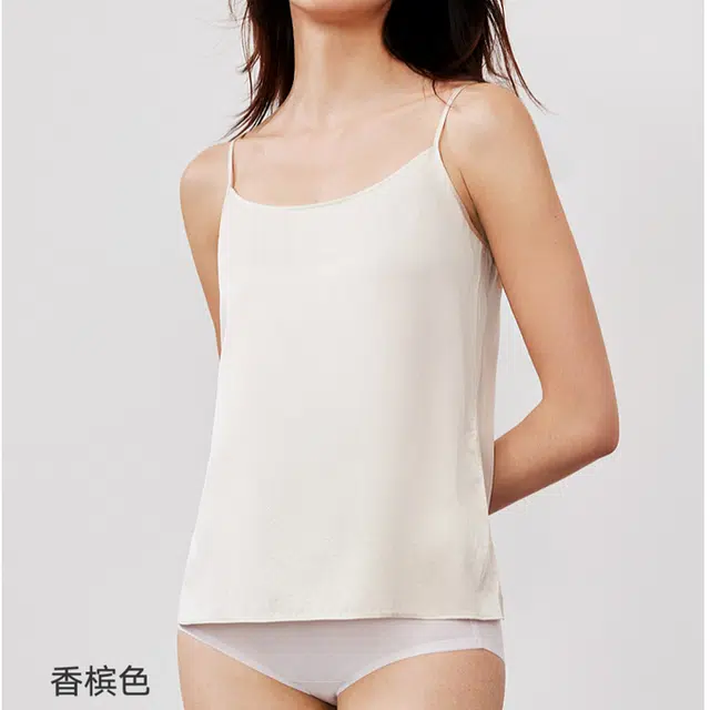 曼妮芬 真丝抹胸领口防走光纯色简约吊带 女款