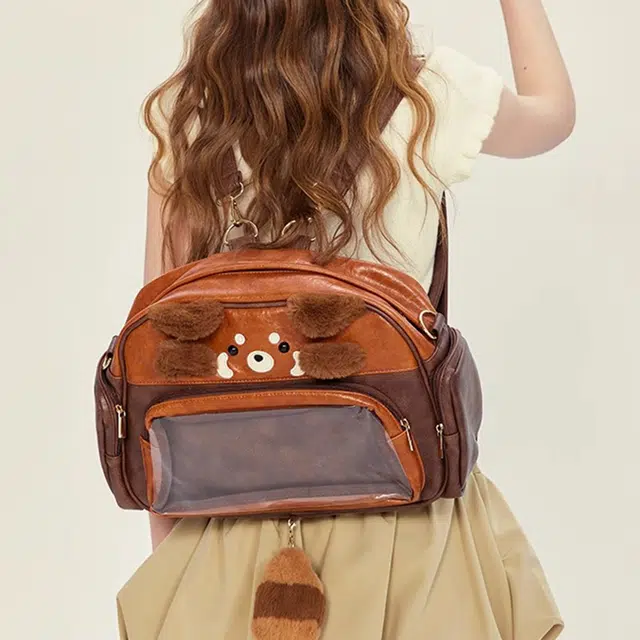 壹号梦工场古力古力 小熊猫大容量皮包 痛包 可爱百搭 玩偶周边