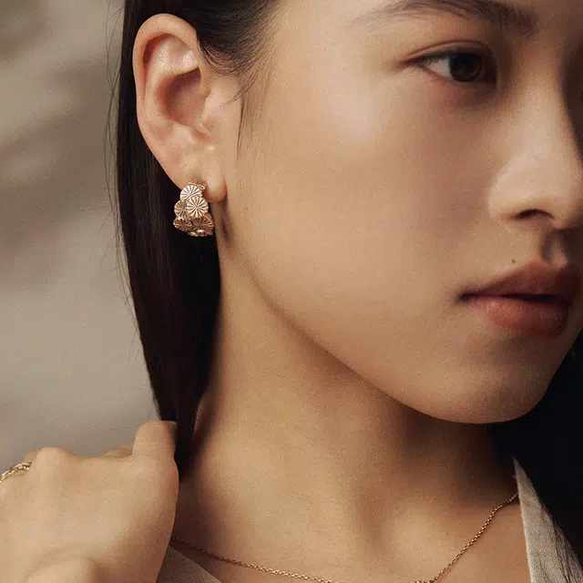 合璧 松间 团松朵朵耳饰 银镀金 耳环 女款