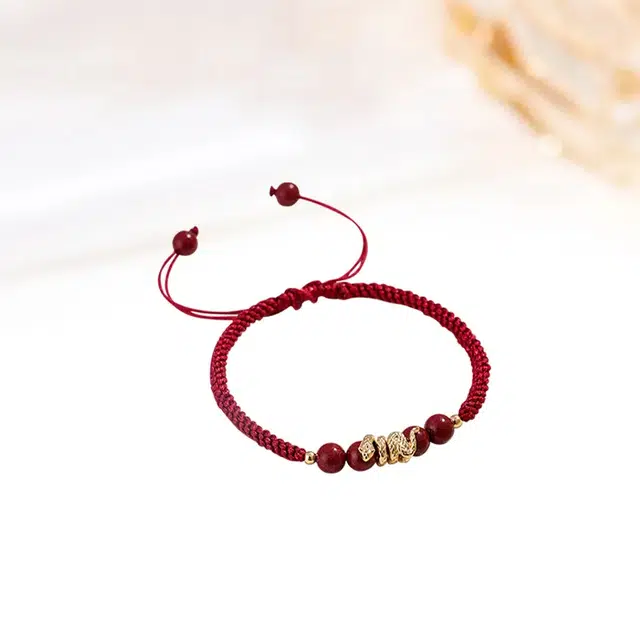 京华录 福蛇 平安顺遂简约百搭小众设计高级感 个性时尚本命年转运手工编织 诸事顺利时来运转#好运 朱砂 手链 男女同款情侣款