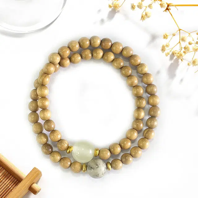 京华录 新中式国潮文玩手持盘玩佛珠双圈叠戴小众设计民族风 淡雅复古高级感考试上岸学业有成#好运 奶香木 手串 男女同款情侣款