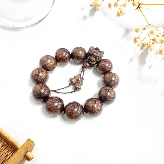 京华录 大颗粒串珠精品老料佛珠 招财转运纳福大气国潮小众设计高级感 民族风典雅时来运转平步青云#好运 金丝檀木 手串 男女同款情侣款