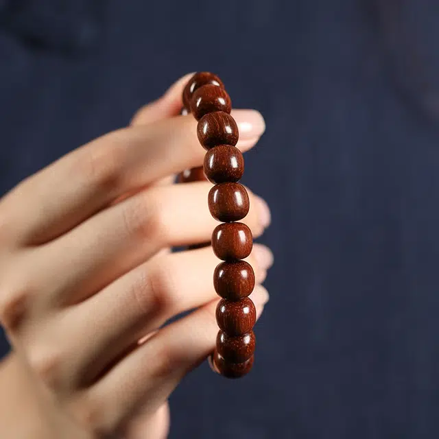 京华录 中式清香素串木质 国风栖霞寺文玩佛珠 手持盘玩念珠 国潮绕指柔转运 贡木 木作手串 男女同款情侣款 贡木