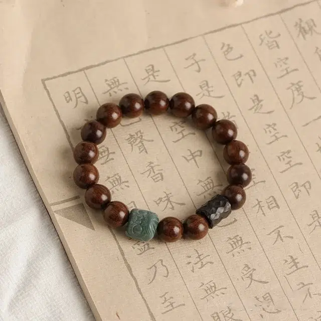 京华录 狮来运转节节高升 民族风貔貅手持文玩念珠禅意 小众气质温柔创意设计感 升官前程似锦#好运 花梨木 手串 男女同款情侣款