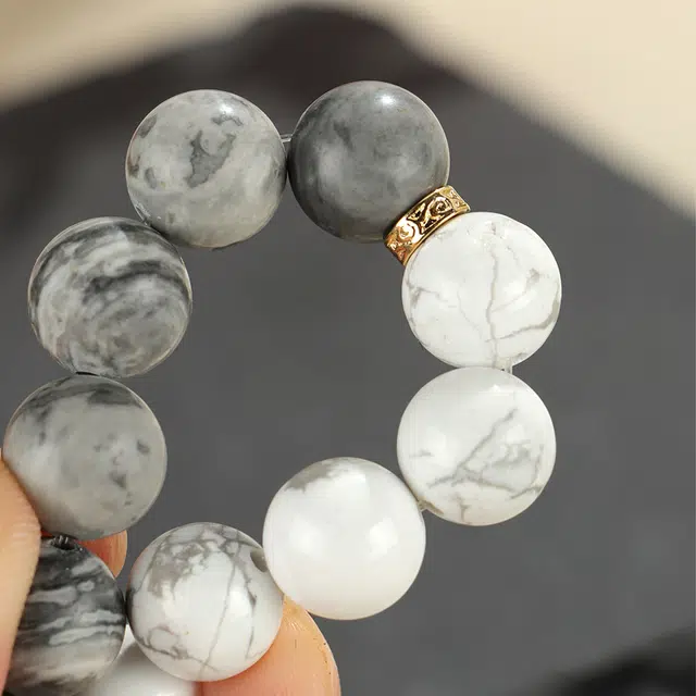 京华录 新中式国潮 转运珠 复古民族风高级破碎感典雅大气 简约精致显白古典 地图石 玉石手串 男女同款情侣款