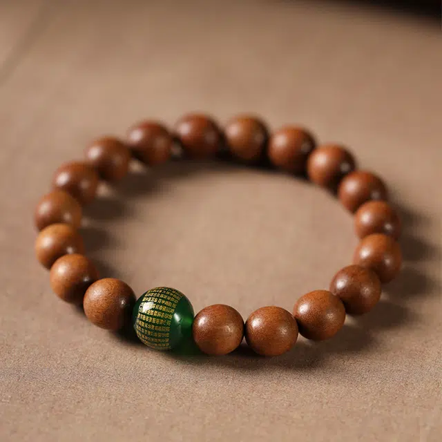 京华录 中式鸡鸣佛转 烫金心经文玩佛珠 古风本命年转运珠国潮汉服旗袍招财纳福守护串珠 玛瑙 木作手串 男女同款情侣款 芭比檀香