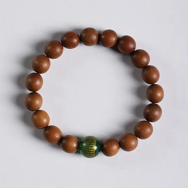 京华录 中式鸡鸣佛转 烫金心经文玩佛珠 古风本命年转运珠国潮汉服旗袍招财纳福守护串珠 玛瑙 木作手串 男女同款情侣款 芭比檀香