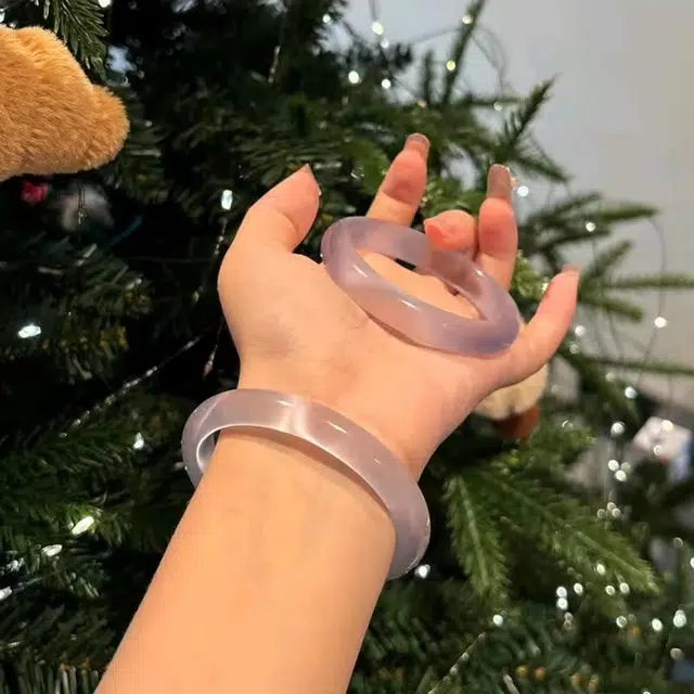 【前程似锦*一步一响】 京华录 经典紫罗兰温婉贵妃国潮复古芋泥啵啵素雅水润古风旗袍汉服恋爱告白#好运 玻璃猫眼 手镯 女款