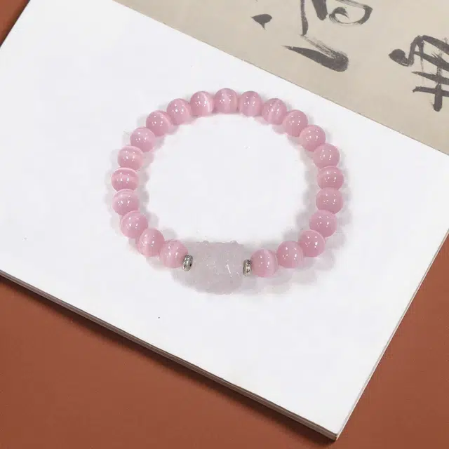 【做个富婆】 京华录 旺桃花招财醒狮 新中式复古国潮风高级感气质百搭闺蜜转运礼盒#好运 玻璃猫眼 手链 男女同款情侣款