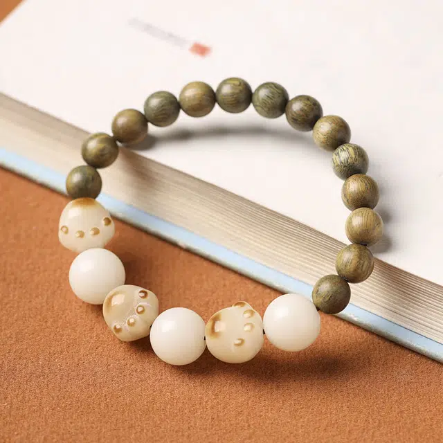 京华录 中式招财纳福炭烧菩提萌猫爪可爱串珠 国风本命年转运珠 小清新好运文艺 招桃花念珠 檀木 木作手串 男女同款情侣款 绿檀