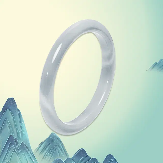 京华录 复古贵妃 国潮古风汉服旗袍 冷淡风温婉 甜蜜饰爱 一步一响精致素雅玉镯 气质叮当镯 冰蓝 清新白茶 猫眼石 手镯 女款 手镯女朋友