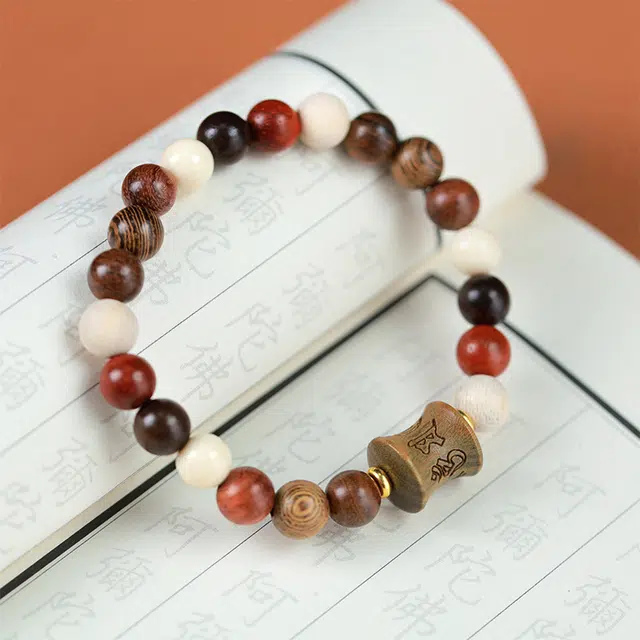 京华录 栖霞寺绿檀六字真言竹节转运珠 国风多宝文玩串珠 招财纳福文玩 小众创意设计盘玩佛珠 檀木 手串 男女同款情侣款 檀木