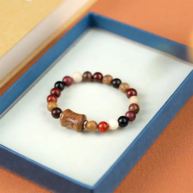 京华录 栖霞寺绿檀六字真言竹节转运珠 国风多宝文玩串珠 招财纳福文玩 小众创意设计盘玩佛珠 檀木 手串 男女同款情侣款 檀木