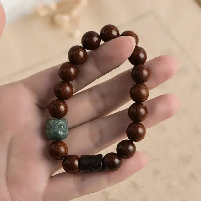 京华录 狮来运转节节高升 民族风貔貅手持文玩念珠禅意 小众气质温柔创意设计感 升官前程似锦#好运 花梨木 手串 男女同款情侣款