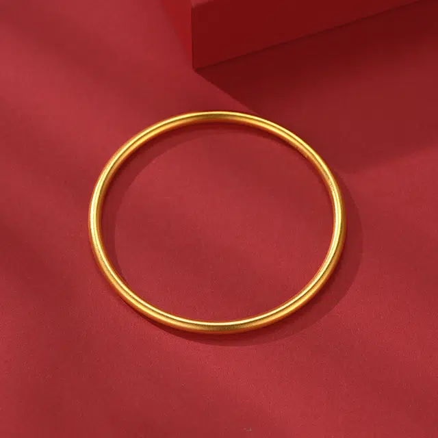 中国珠宝 传世素圈 国潮风精致古法磨砂轻奢 足金 按克计价 黄金手镯 女款