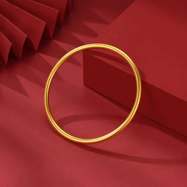中国珠宝 传世素圈 国潮风精致古法磨砂轻奢 足金 按克计价 黄金手镯 女款