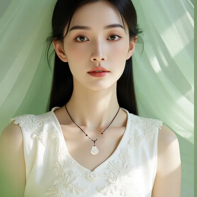 【顺丰包邮】 中国珠宝 新中式复古国潮风弥勒佛笑脸平安扣 轻奢高级感温柔气质好运平安锁骨链 玉髓 项链 男女同款情侣款