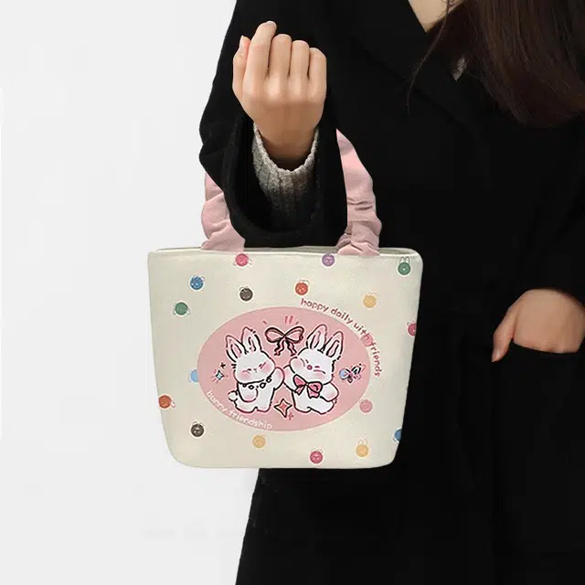 奥松 设计感小众上班休闲 绒面科技布 手提包 男女同款情侣款 波点兔兔
