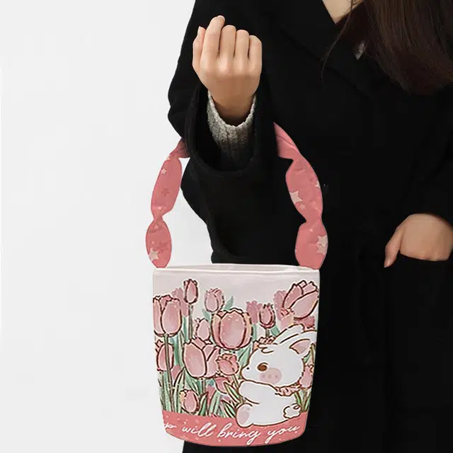 奥松 时尚百搭休闲磁扣开合 绒面科技布 手提包 女款 郁金香花海