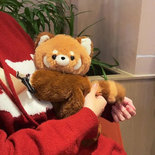 奥松 可爱玩偶造型 涤纶（聚酯纤维） 单肩斜挎双肩包 女款 棕色