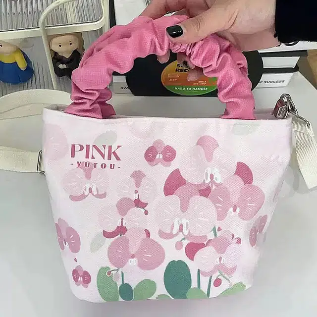 奥松 小众图案设计休闲简约日常通勤时尚百搭 绒面科技布 手提包 常规 女款 蝴蝶兰