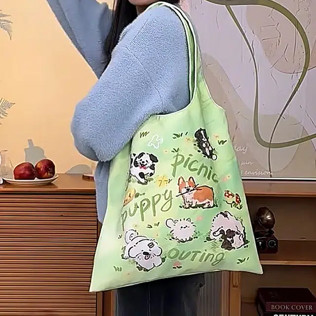 奥松 家用家居韩系慵懒风 绒面科技布 单肩包 男女同款情侣款 绿色