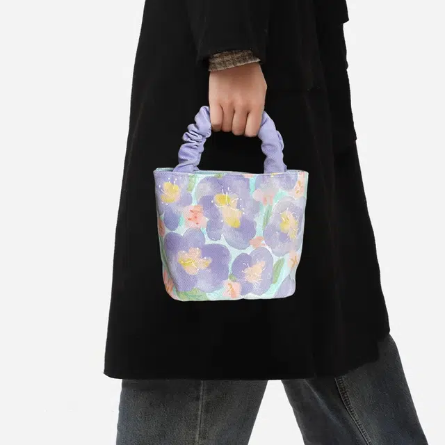 奥松 小众图案设计休闲简约日常时尚百搭 绒面科技布 手提包 常规 女款 紫绡寒