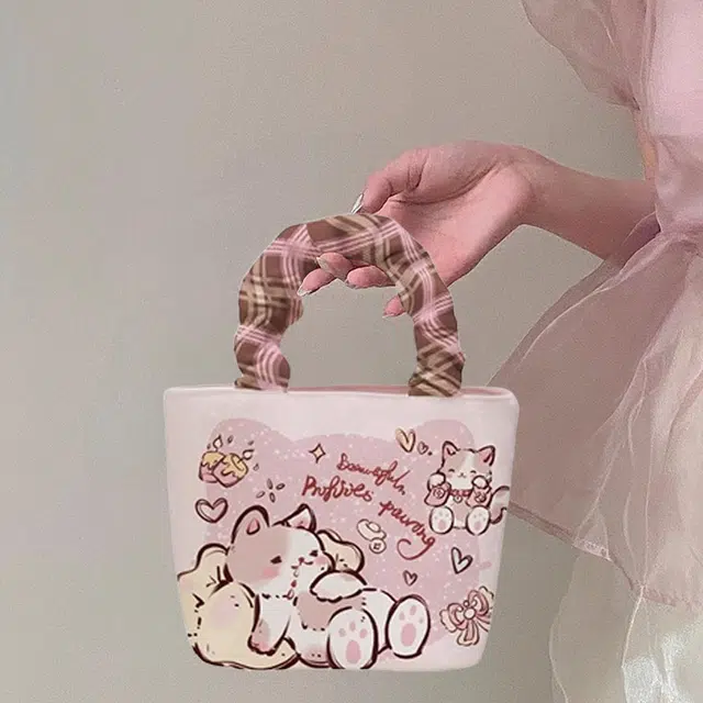 奥松 时尚百搭休闲磁扣开合 绒面科技布 手提包 女款 猫猫年夜饭