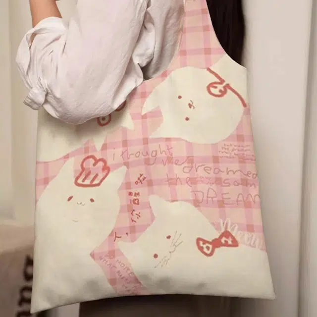 奥松 猫猫款可爱通勤百搭 绒面科技布 单肩包 女款 粉色