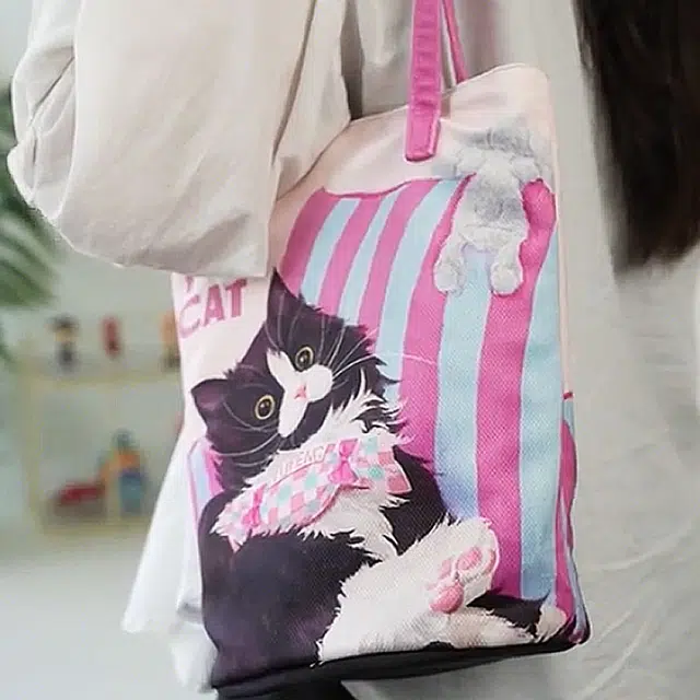奥松 可爱百搭 绒面科技布 单肩包 女款 粉色