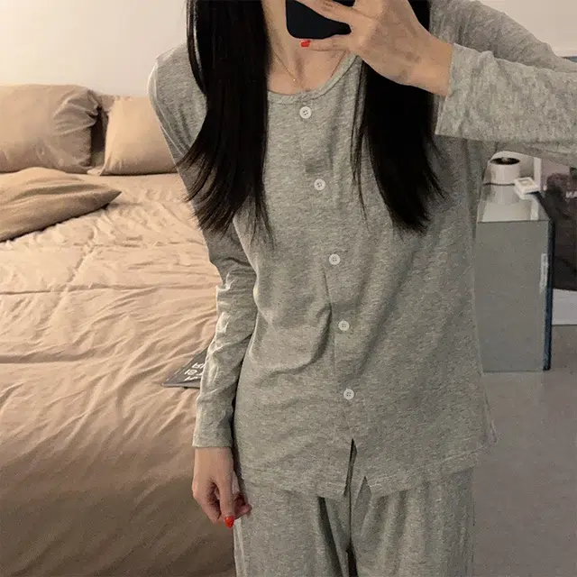 俞兆林 高级感带胸垫纯欲亲肤舒适休闲家居服可外穿睡衣套装 女款 浅灰色