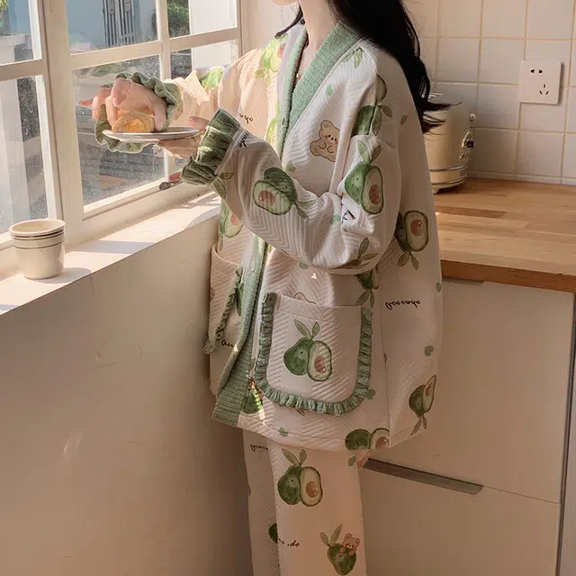 俞兆林 高级感小熊卡通保暖夹层空气棉长袖长裤女大学生休闲家居服礼盒睡衣套装 春秋季 女款