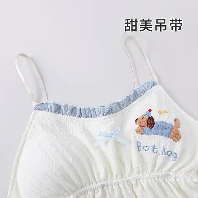 俞兆林 时尚性感带胸垫慵懒休闲无袖三分裤睡衣套装 女款 白色