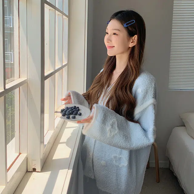 俞兆林 高级感时尚加厚半边绒长袖长裤柔软舒适家居服睡衣套装 女款 蓝色