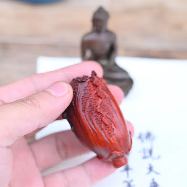 絮物 国风新中式大白菜车载文玩盘玩工艺装饰品手工精雕 小叶紫檀 把件 男女同款情侣款