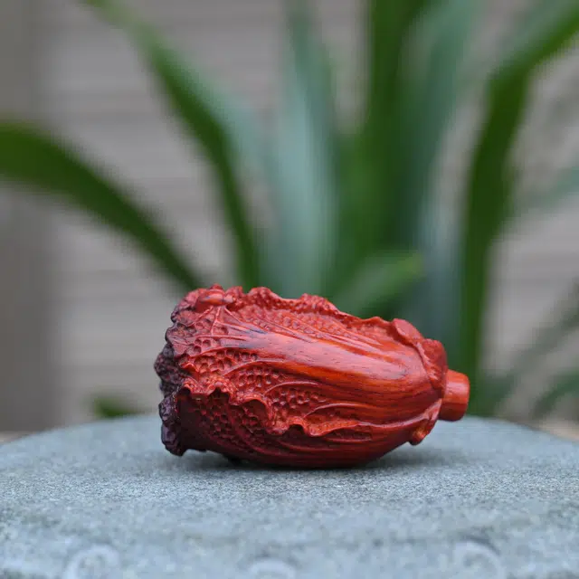 絮物 国风新中式大白菜车载文玩盘玩工艺装饰品手工精雕 小叶紫檀 把件 男女同款情侣款